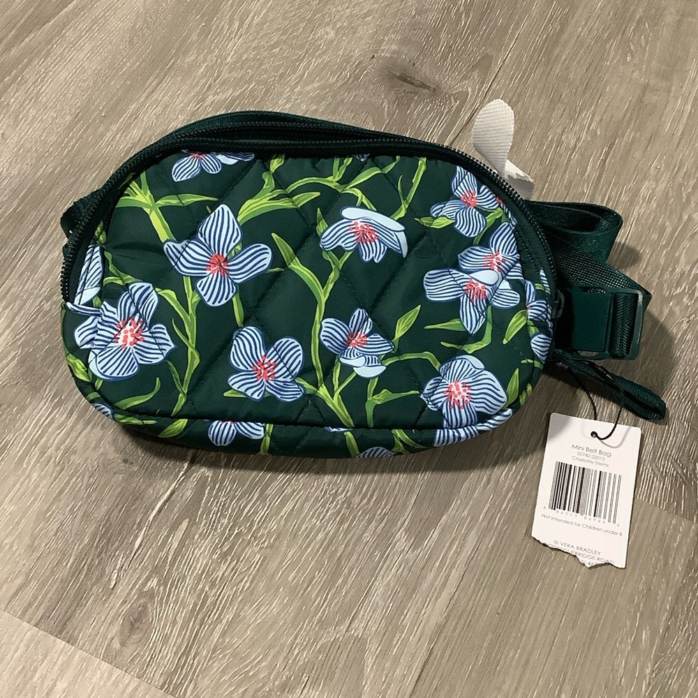 Vera Bradley mini belt bag green & blue floral pattern